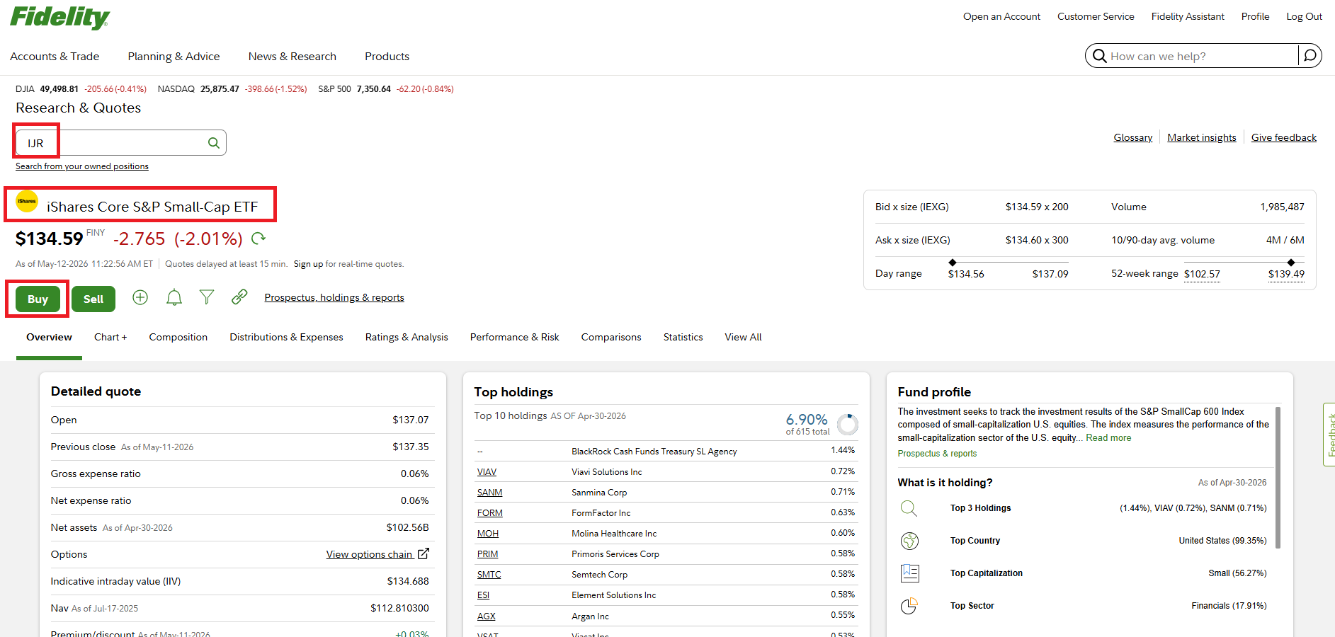 IJR iShares Core S&P Small-Cap ETF overview
