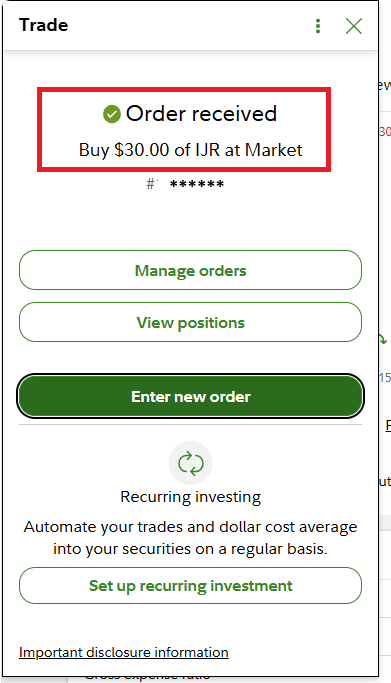 IJR order received confirmation
